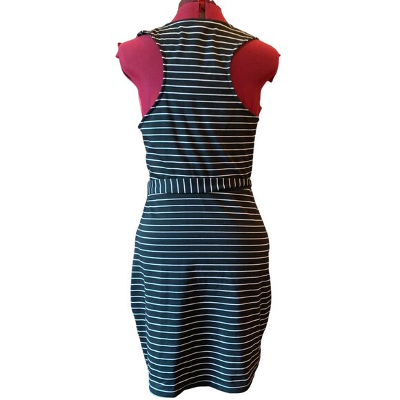 JACK by BB Dakota Short faux-wrap sleeveless racer back dress b&w stripes Large - Picture 8 of 15